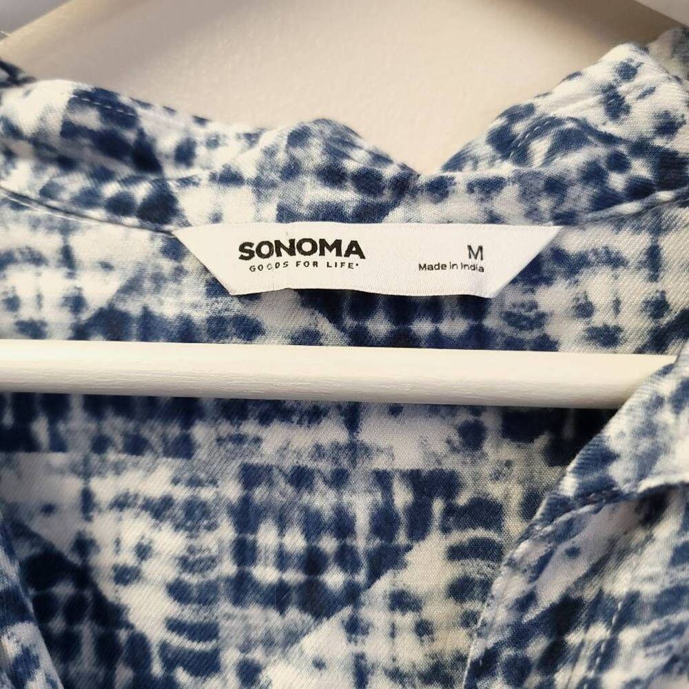 Sonoma Dress Size M Button Down Womens Short Sleeve Knit Collar Blue Summer​ - Picture 5 of 9